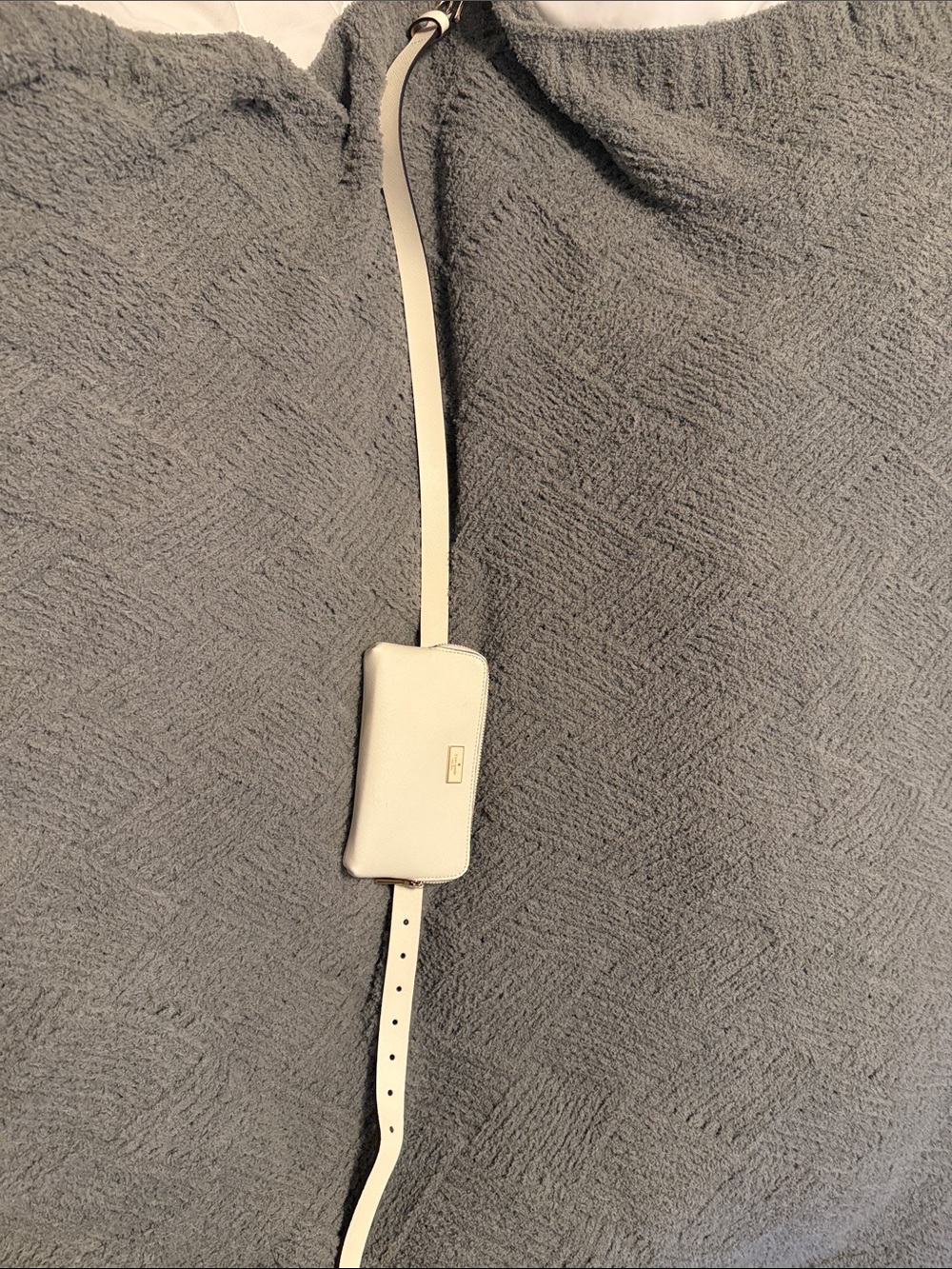 Neutral Cream Leather Belt Bag with Gold Accent - Picture 4 of 5